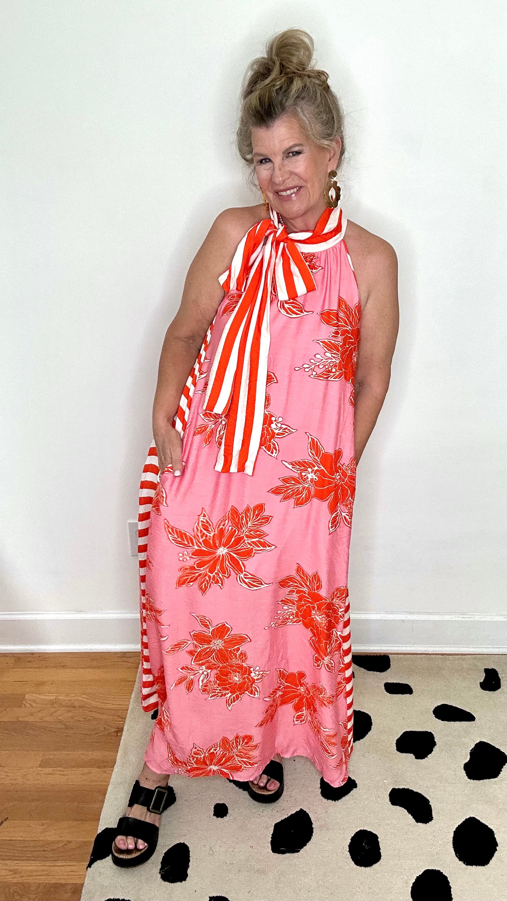 SUNSET GARDEN HALTER MAXI DRESS