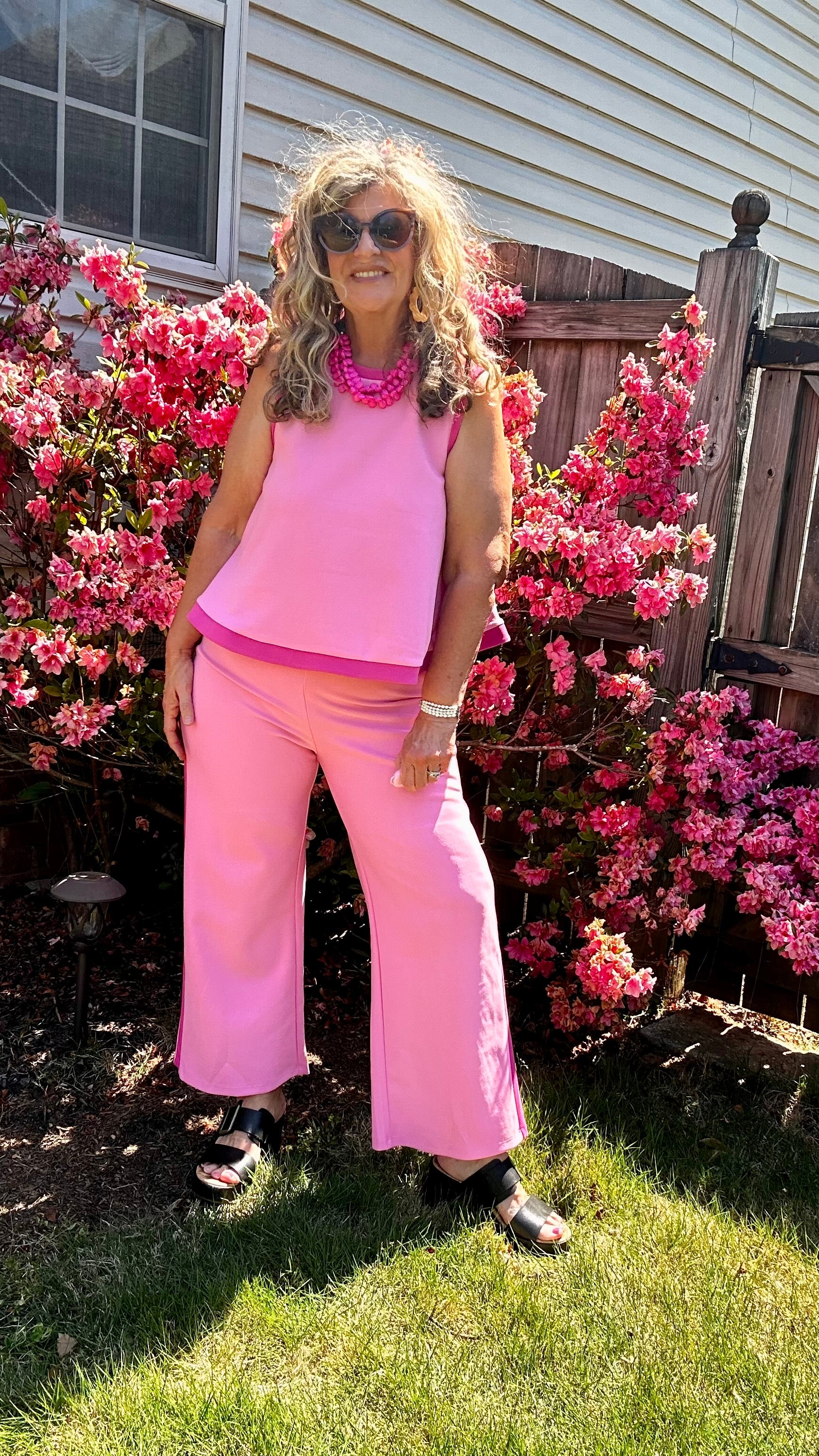 PINK SLEEVELESS SWING TOP SET