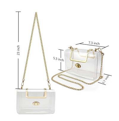 CLEAR STADIUM BAG WITH GOLD ACCENTS
