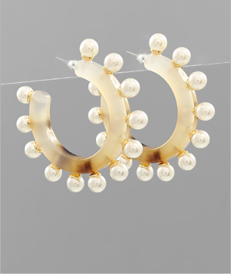 LARGE PEARL STUDDED ACRYLIC HOOPS
