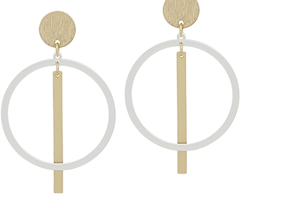 SILVER CIRCLE AND GOLD BAR EARRING