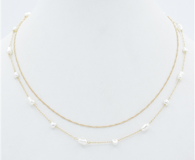 DOUBLE LAYERED SCATTERED PEARL NECKLACE