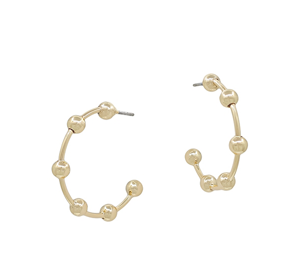 SILVER AND GOLD BEADED HOOP EARRING