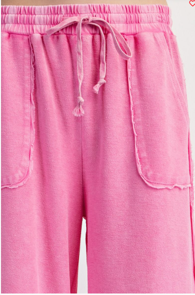 GO ANYWHERE FRENCH TERRY PANT-BUBBLE GUM PINK