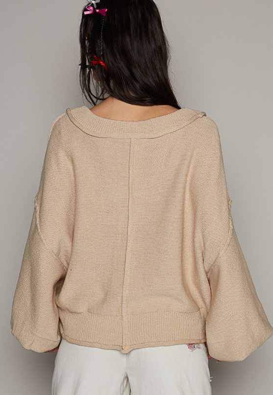 EVENING SAND BALLOON SLEEVE SWEATER