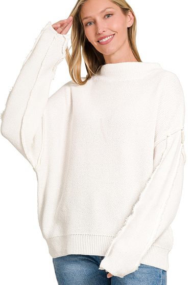 OVERSIZED MOCK NECK CHENILLE SWEATER