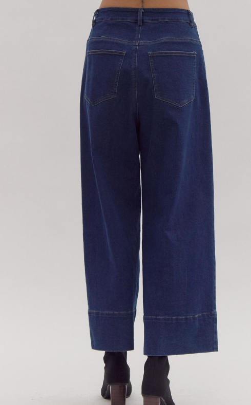 MID-RISE DARK DENIM JEANS