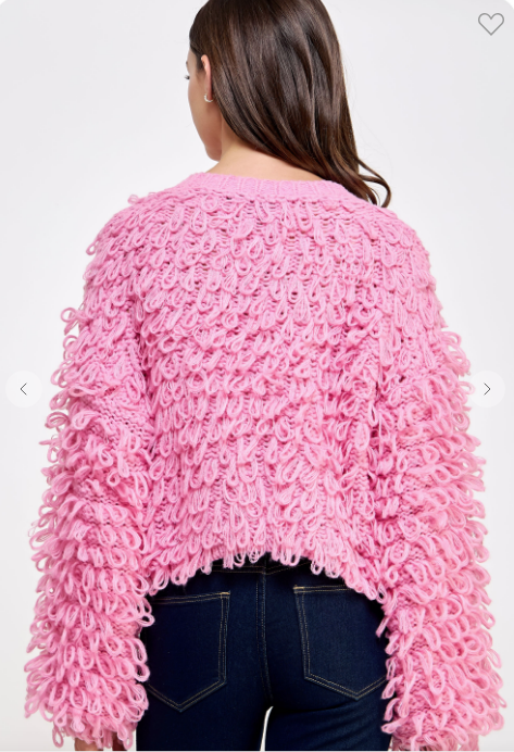 PINK IS MY SIGNATURE COLOR LOOPY CARDIGAN