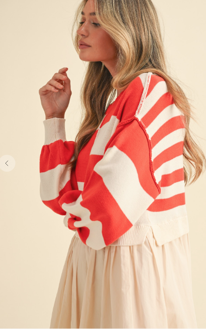 RED AND IVORY SWEATER DRESS