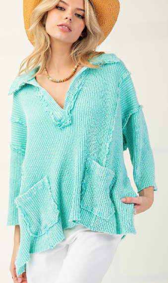 CASUAL MOMENT RIBBED PULLOVER