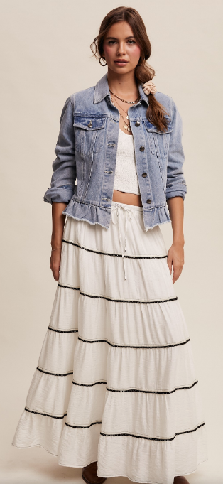 RUFFLE HEM DENIM JACKET