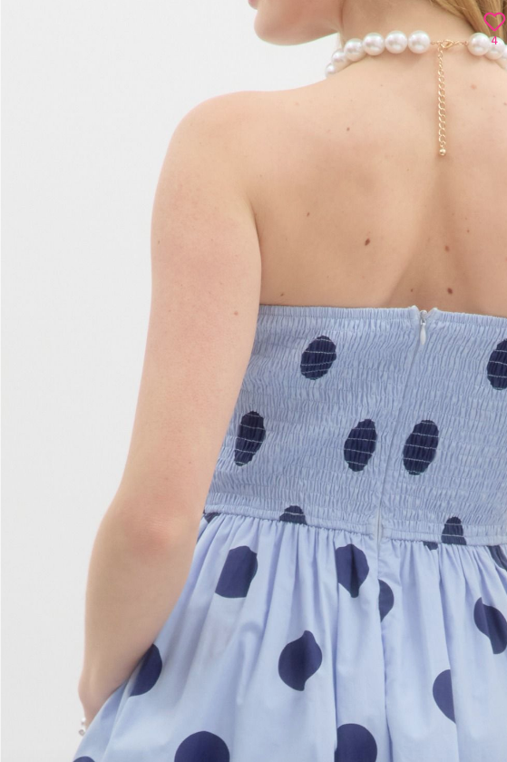 STRAPLESS POLKA DOT DRESS