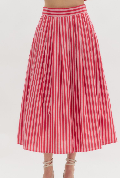 MAY FLOWERS STRIPE SKIRT