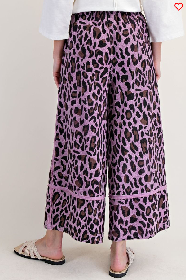 DRIED ORCHID ANIMAL PRINT MINERAL WASHED TERRY KNIT PANT