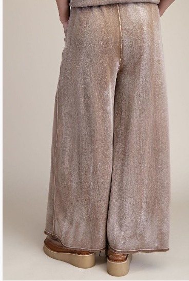 CAMEL WASHED TERRY KNIT PANT