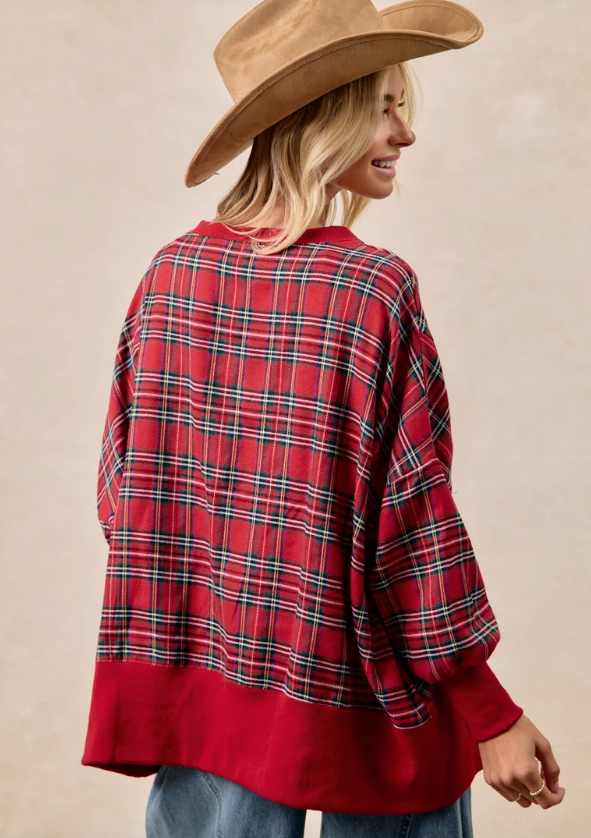 MERRY PLAID PULLOVER