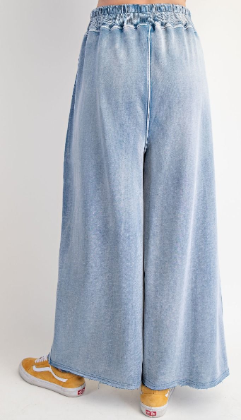 WASHED DENIM FRENCH TERRY PANT