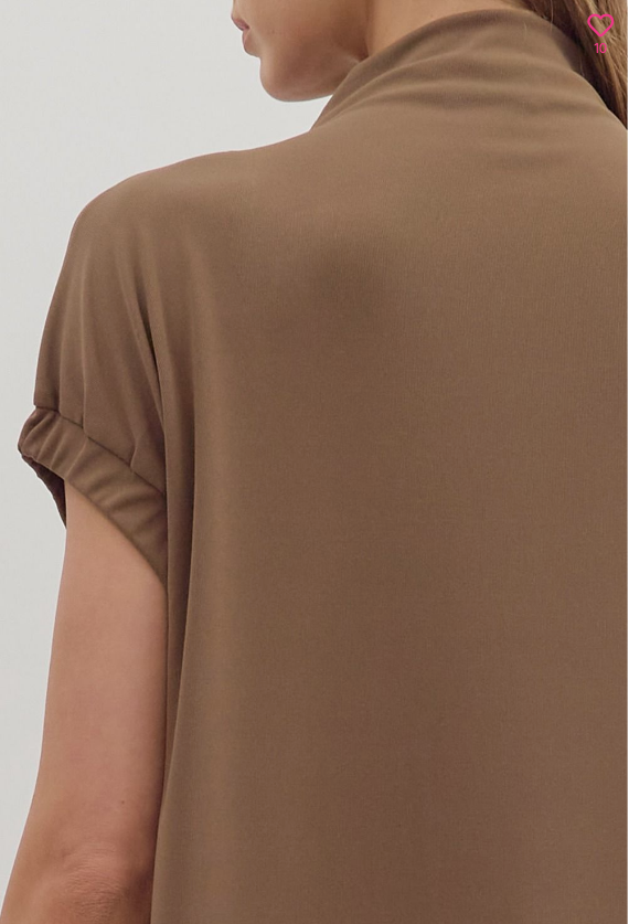 MOCHA MOCK NECK MIDI DRESS