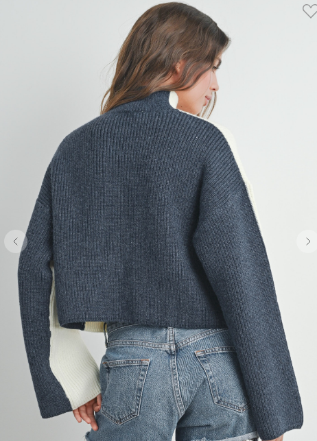 TWO-TONE NAVY SWEATER