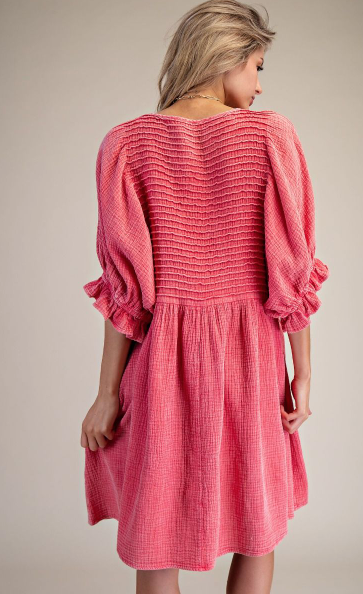 PINTUCK GAUZE DRESS