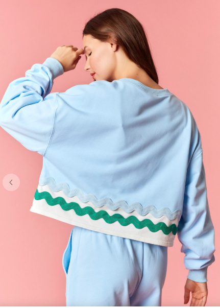 DOUBLE RIC RAC COLOR BLOCK FRENCH TERRY TOP