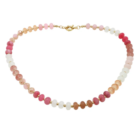 RED AND PINK BEADED NECKLACE