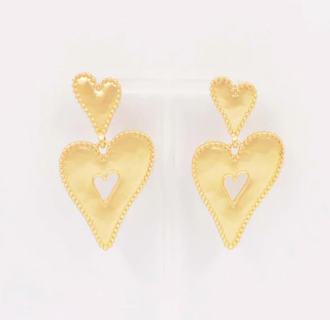 DOUBLE HEART STUD EARRING