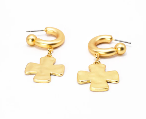 GOLD HAMMERED HUGGIE HOOP EARRING