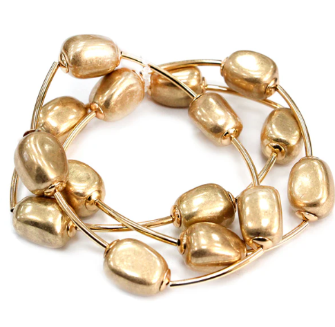 WORN GOLD NUGGET BRACELET SET