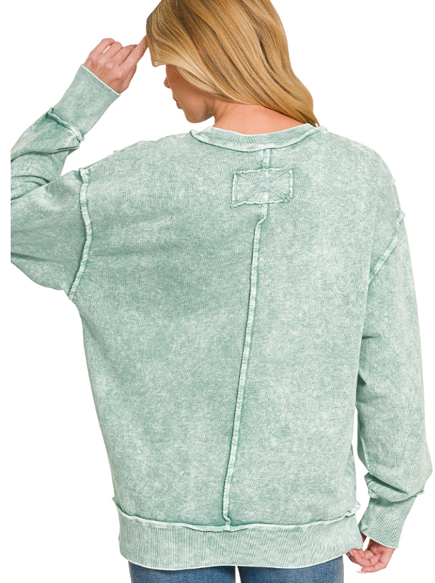 MINT GREEN EXPOSED SEAM PULLOVER