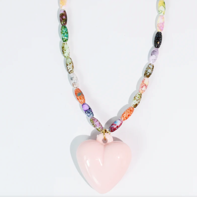 COLOR POP BEADED HEART NECKLACE