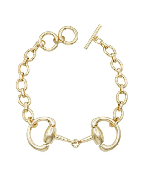 MATTE GOLD HORSEBIT TOGGLE BRACELET