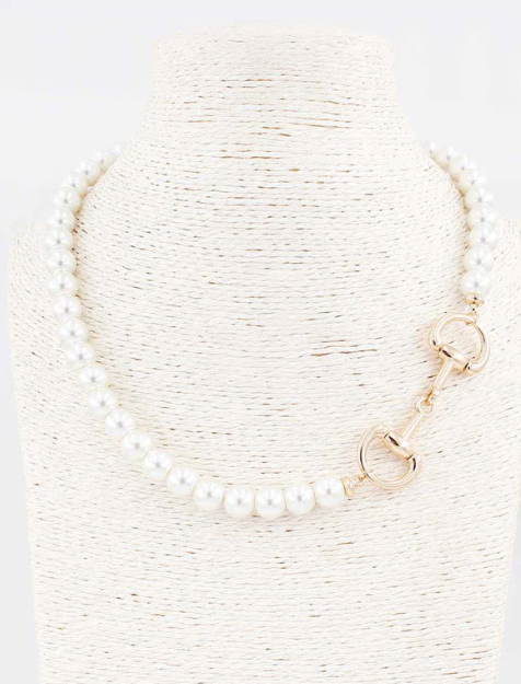 FRESHWATER PEARL GOLD HORSEBIT NECKLACE