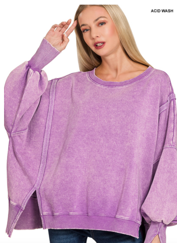 MINERAL WASH BATWING PULLOVER