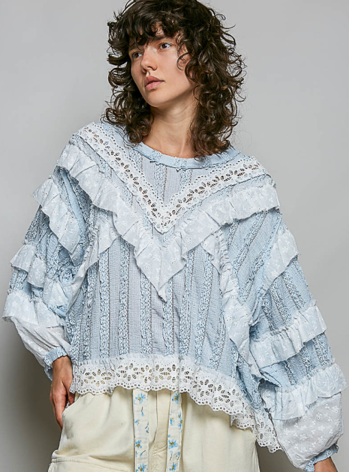 BOHO CUTIE LACE RUFFLE TOP