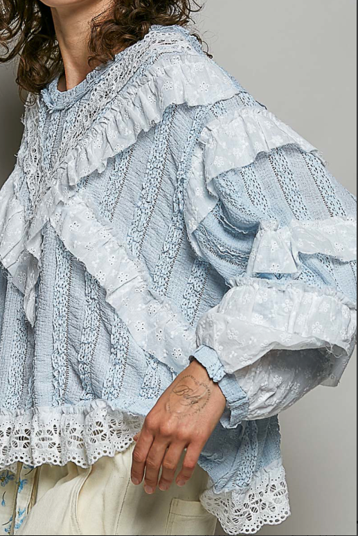 BOHO CUTIE LACE RUFFLE TOP