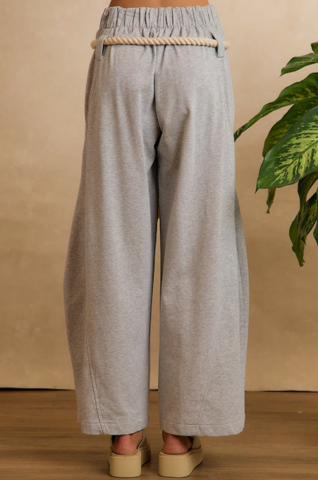 GREY FRENCH TERRY BARREL LEG SWEATPANT