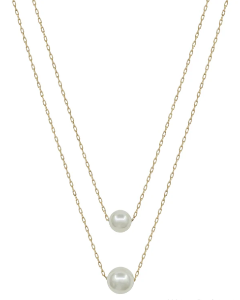 DOUBLE LAYERED GOLD AND PEARL NECKLACE
