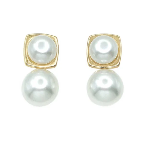 PEARL AND GOLD CIRCLE EARRING