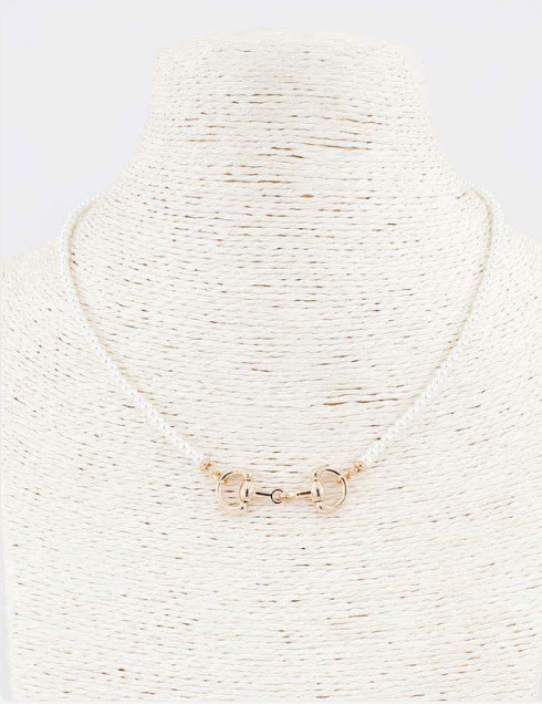FRESHWATER PEARL GOLD HORSEBIT NECKLACE