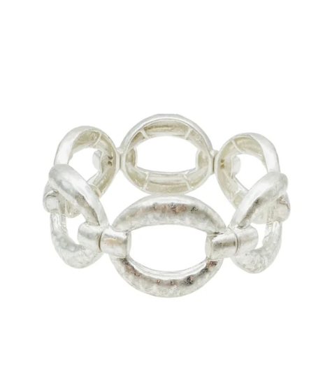 WORN SILVER OPEN CIRCLE STRETCH BRACELET
