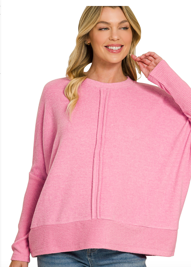 SIMPLE PLEASURES BRUSHED KNIT SWEATER