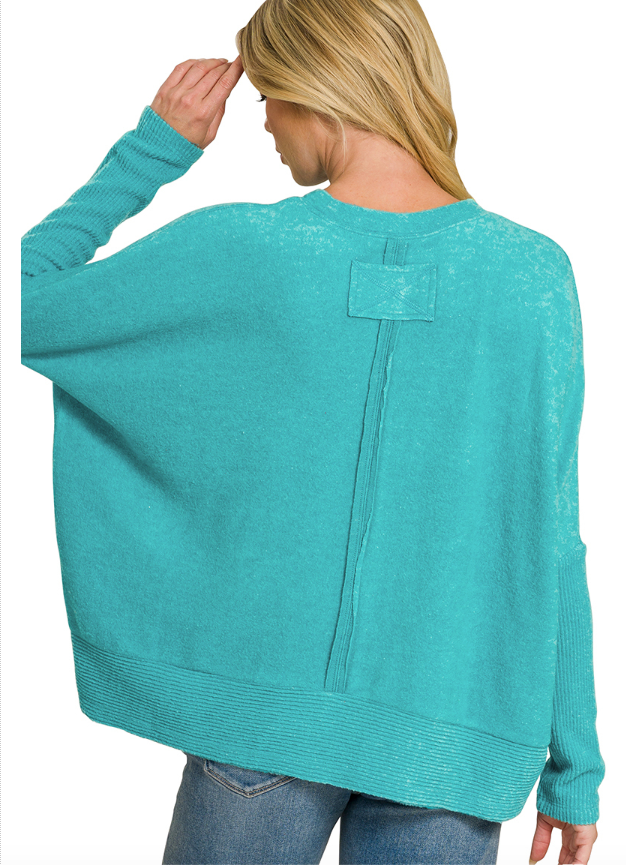 SIMPLE PLEASURES BRUSHED KNIT SWEATER