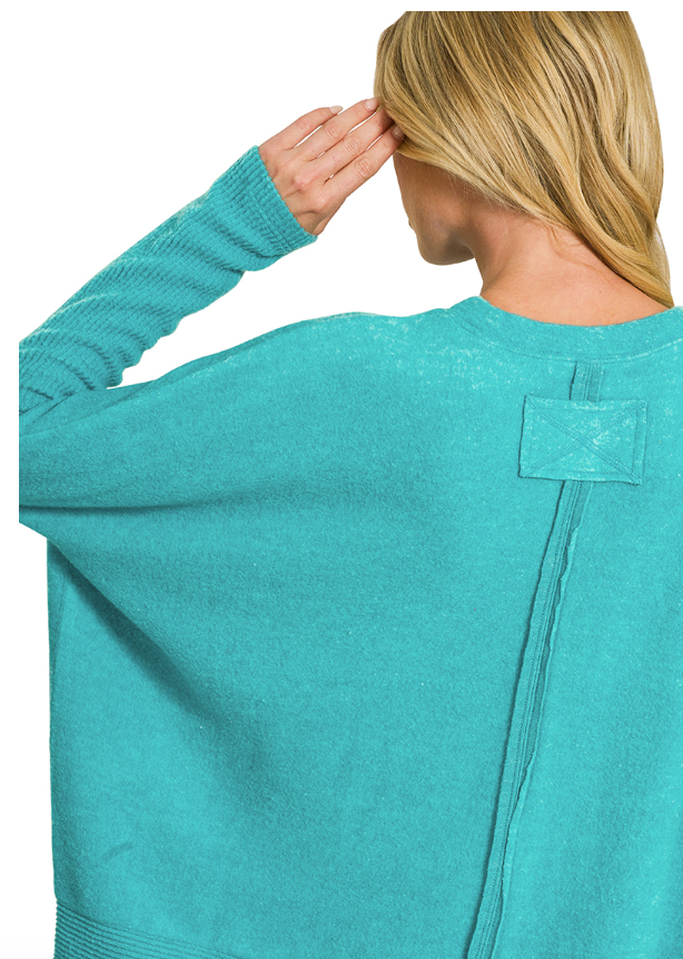 SIMPLE PLEASURES BRUSHED KNIT SWEATER