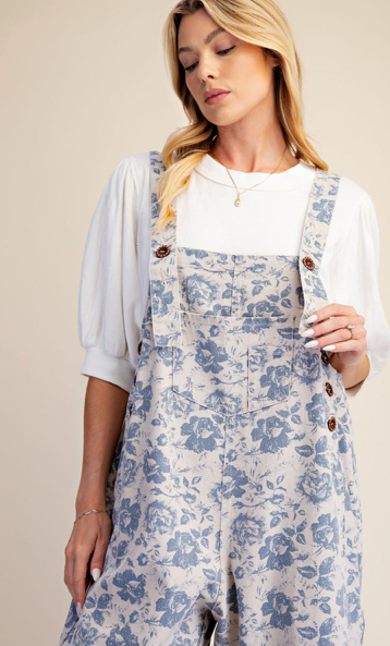FLORAL BLUE OVERALLS