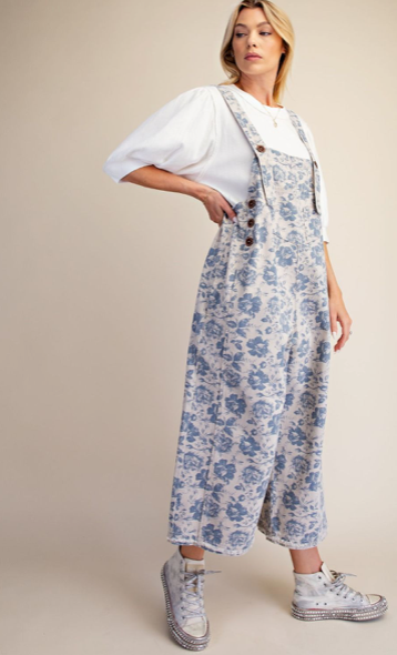FLORAL BLUE OVERALLS