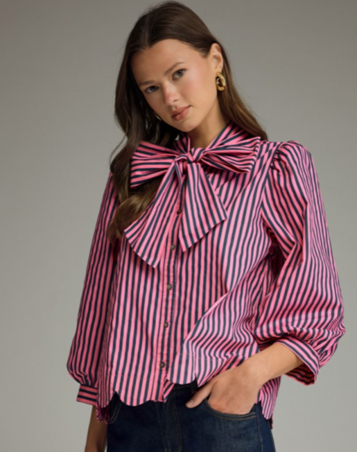 PINK PINE BOW FRONT TOP