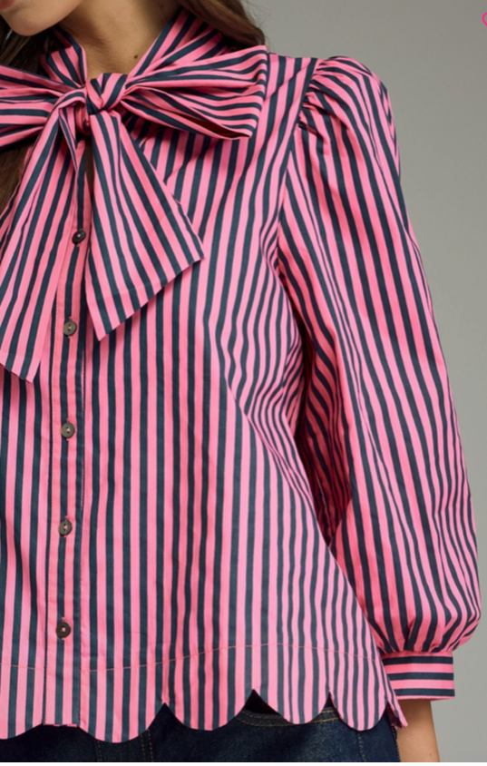 PINK PINE BOW FRONT TOP