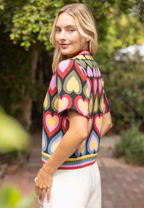 HEART TO HEART MULTICOLOR KNIT TOP
