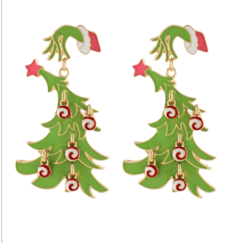 CHRISTMAS TREE GRINCH EARRING